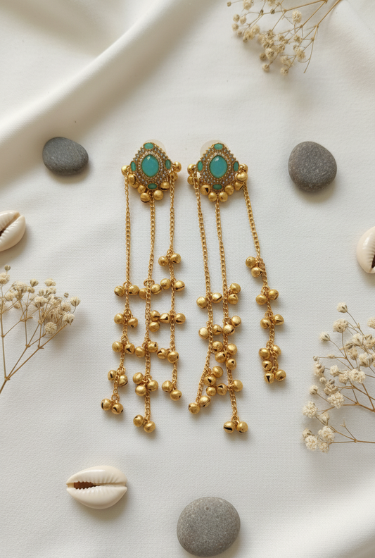 Traditional Ruby & Gold Bell Jhumki Sahare