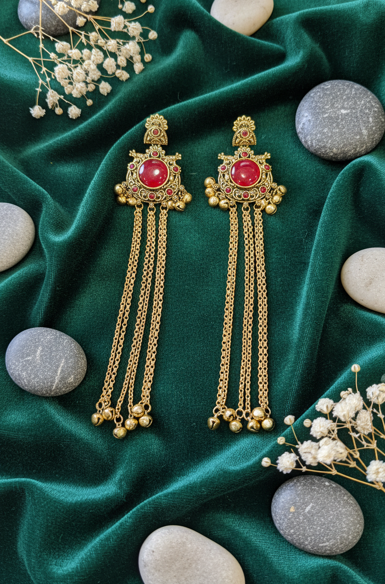 Regal Ruby Cascade Earrings