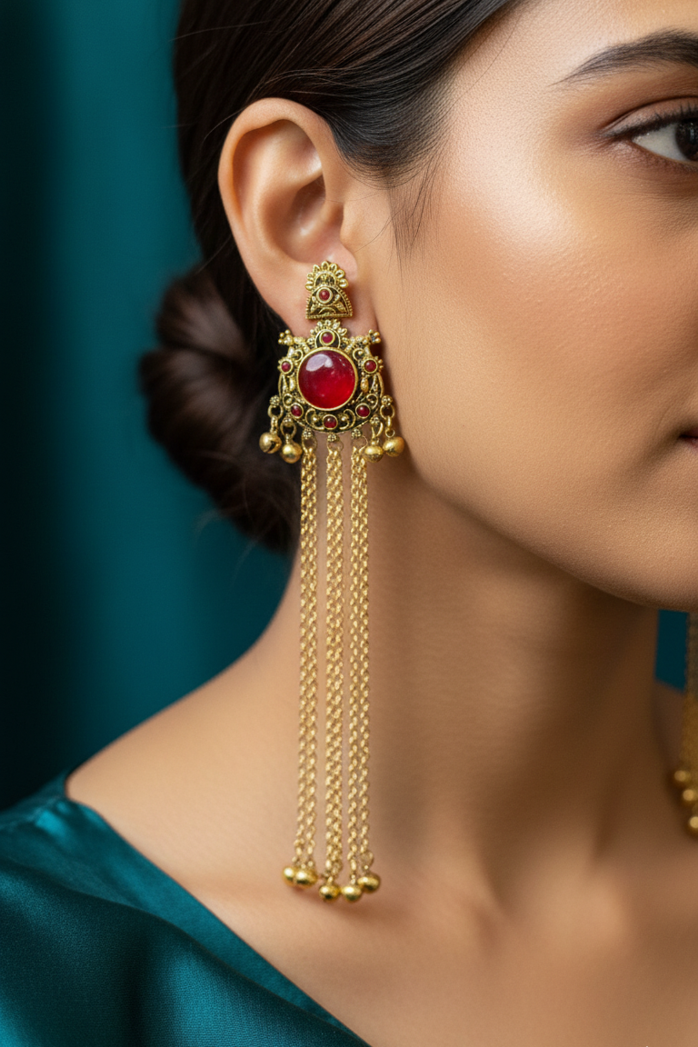 Regal Ruby Cascade Earrings