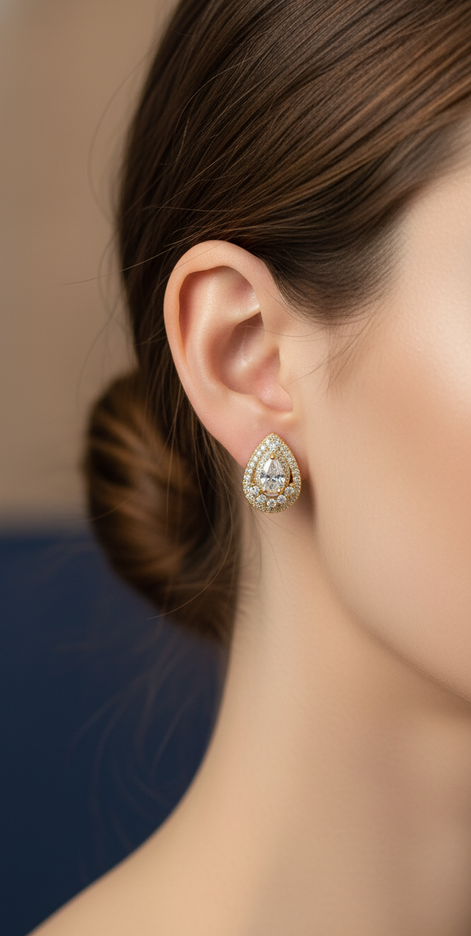 Teardrop Pave Diamond Stud Earrings