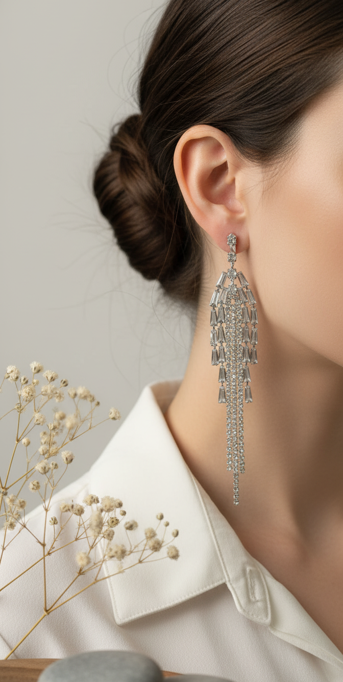 Silver Cascade Dangle Earrings