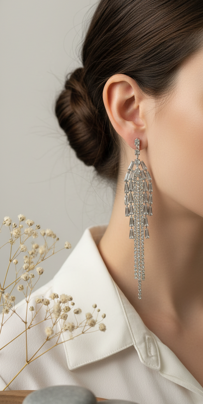 Silver Cascade Dangle Earrings