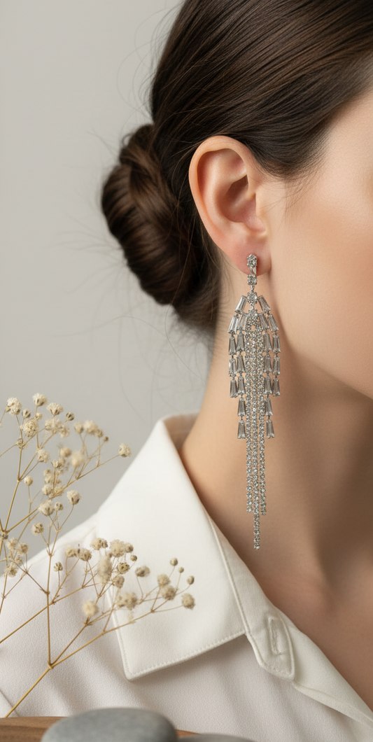 Silver Cascade Dangle Earrings
