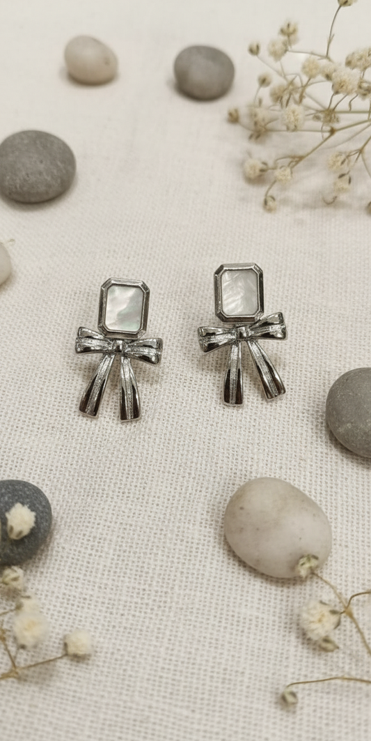 Silver Bow-Knot Stud Earrings