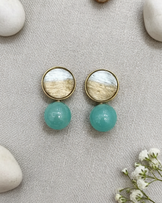 Dual-Tone Pearlized Drop Earrings