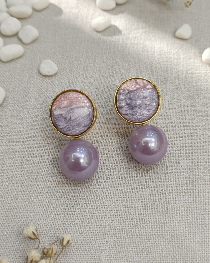 Dual-Tone Pearlized Drop Earrings