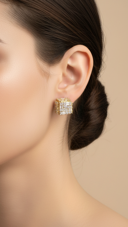 Radiant Cube Stud Earrings