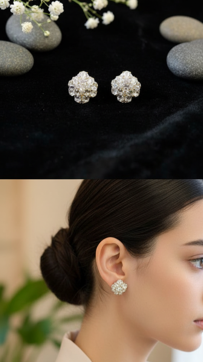 Dazzling Crystal Cluster Stud Earrings