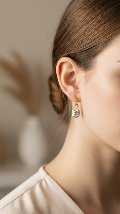 Radiant Solitaire Sparkle Drop Earrings