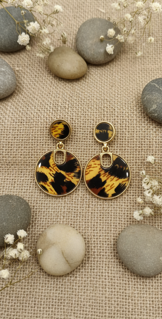 Savannah Chic Leopard Print Disc Earrings