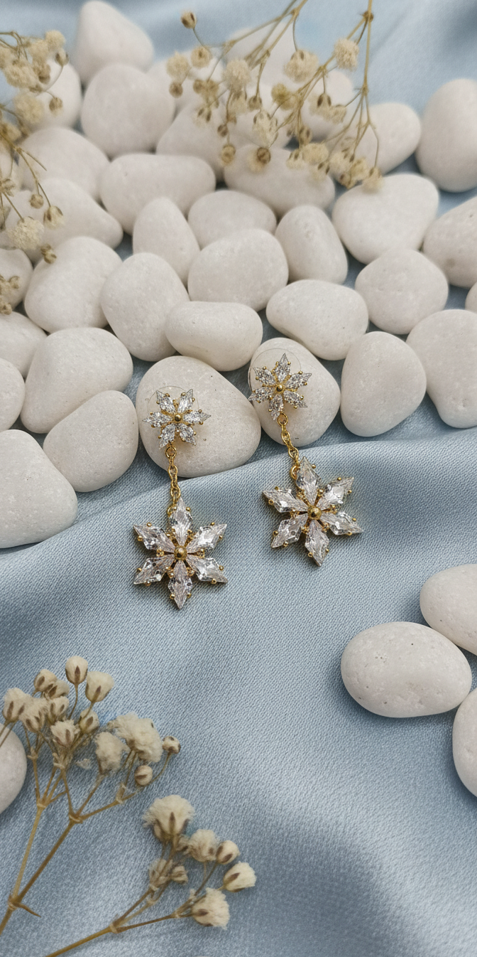 Sparkling Snowflake Drop Earrings
