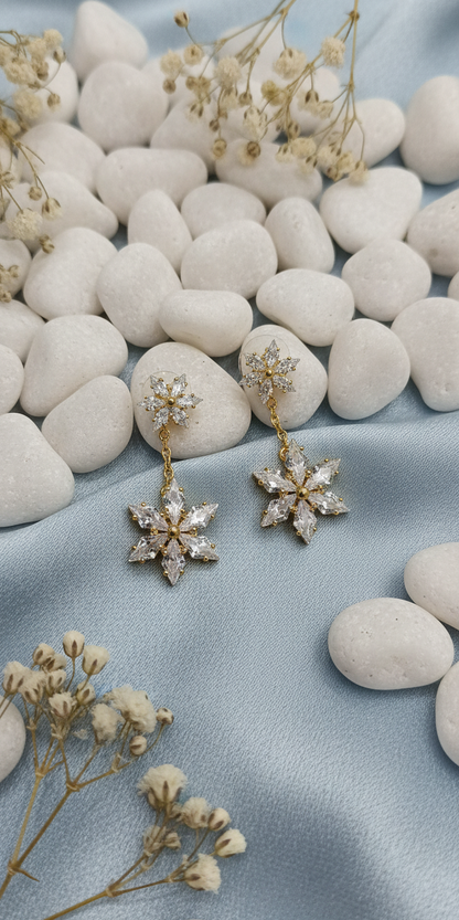 Sparkling Snowflake Drop Earrings