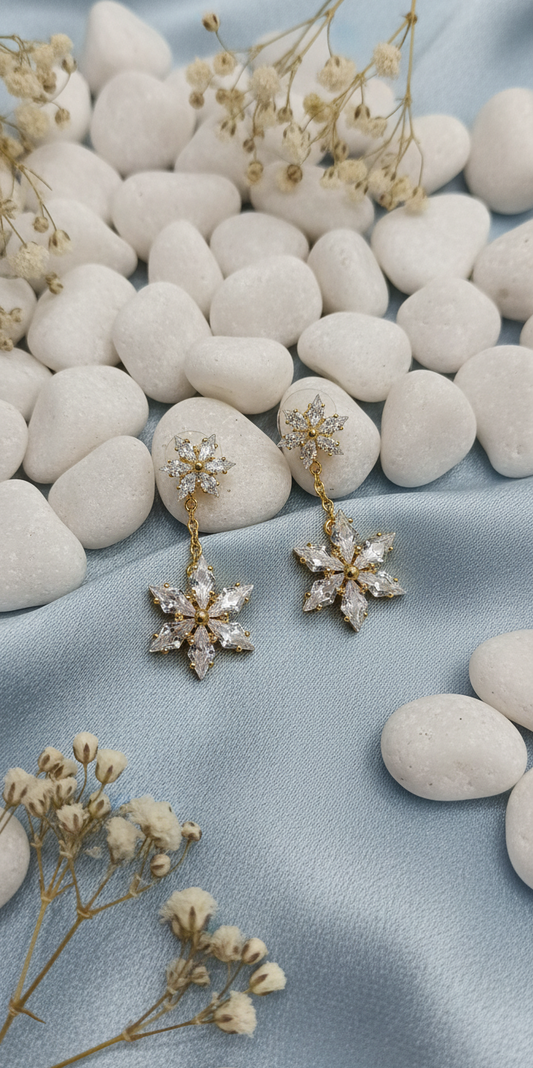 Sparkling Snowflake Drop Earrings