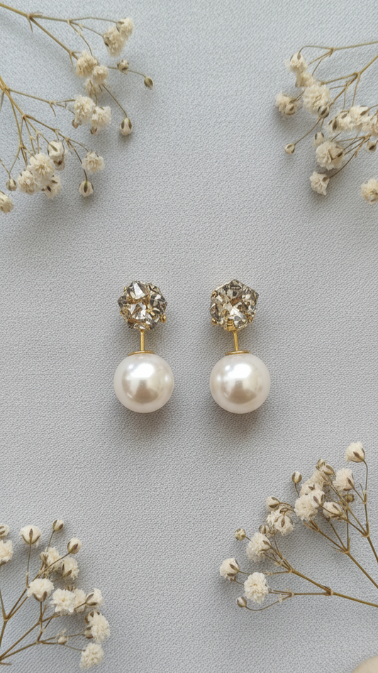 Pearl and Crystal Drop Earrings (2 Side Earrings)
