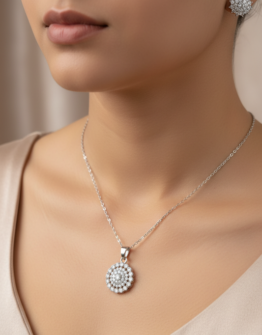 Sparkling Blossom Necklace and Earrings Set