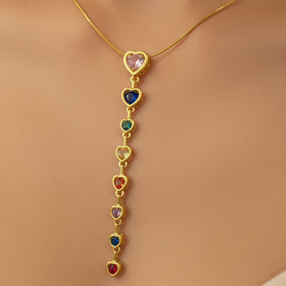 Heart Gemstone Cascade Necklace