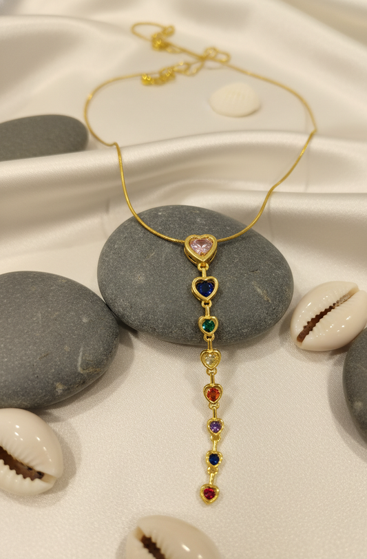 Heart Gemstone Cascade Necklace
