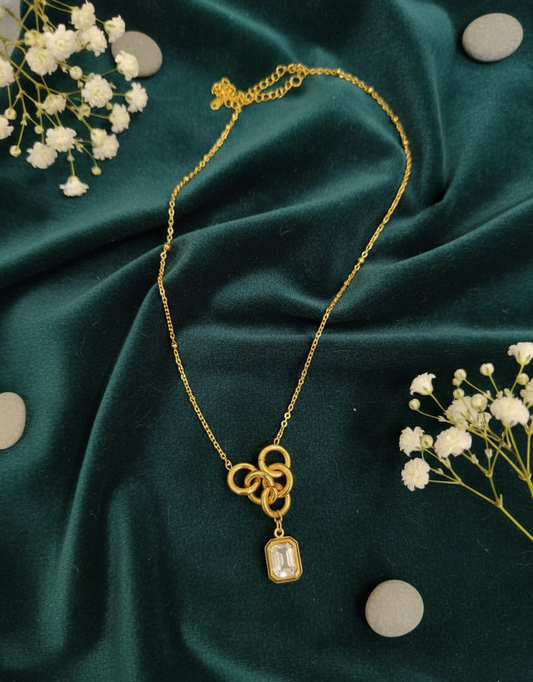 Interlocked Circles Gemstone Necklace