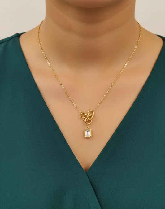 Interlocked Circles Gemstone Necklace
