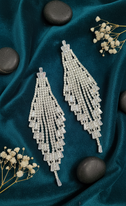 Statement Crystal Feather Drop Earrings