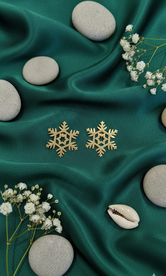 Golden Snowflake Stud Earrings