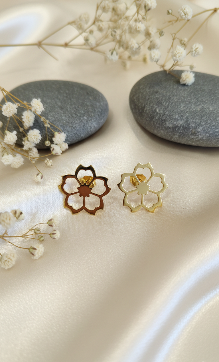 Elegant Gold Blossom Stud Earrings