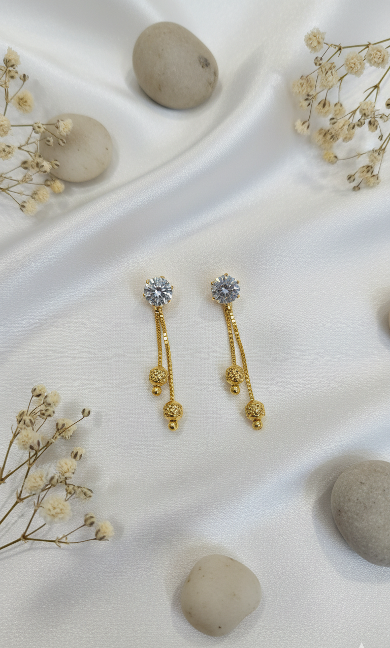 Dazzling Cubic Zirconia Gold Drop Earrings