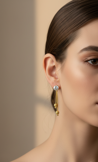 Dazzling Cubic Zirconia Gold Drop Earrings