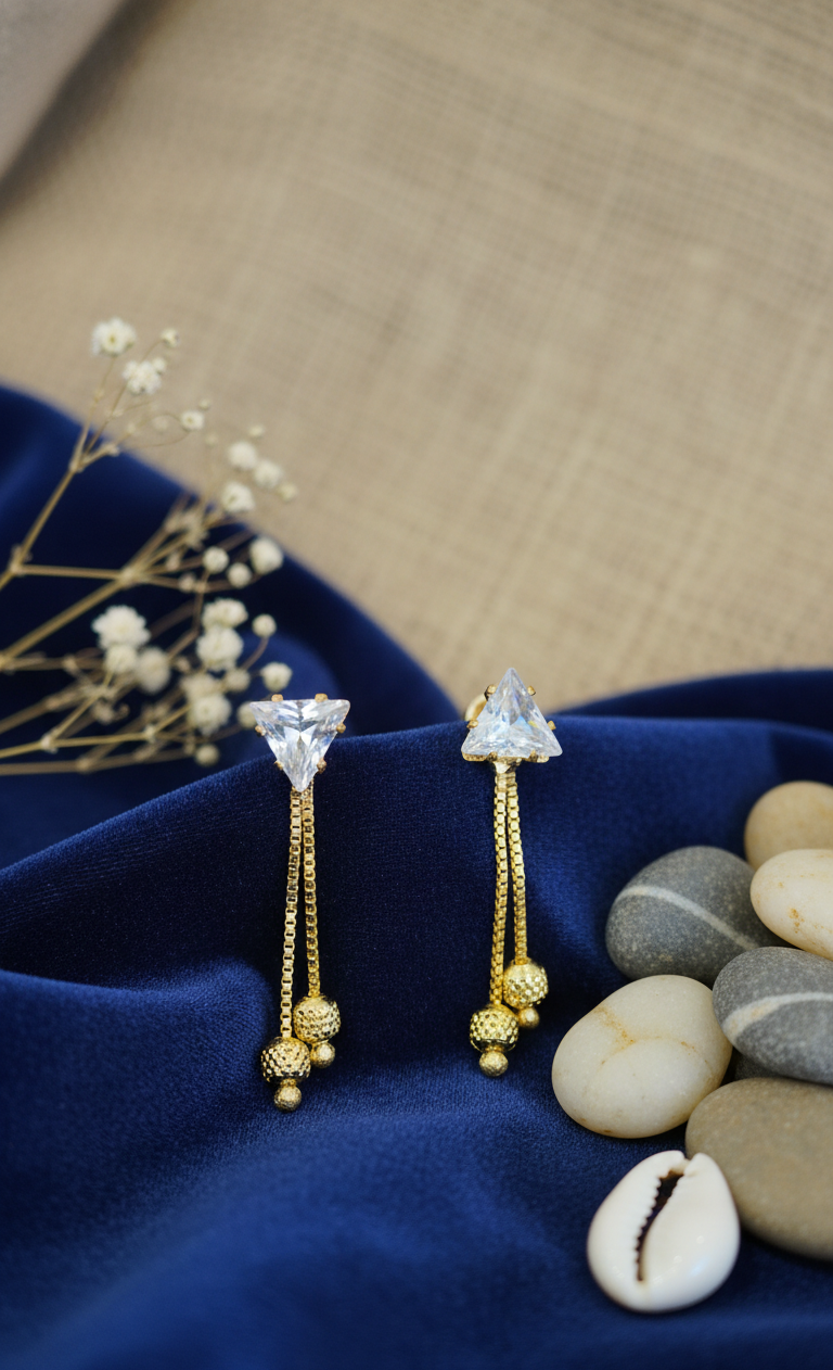 Dazzling Cubic Zirconia Gold Drop Earrings