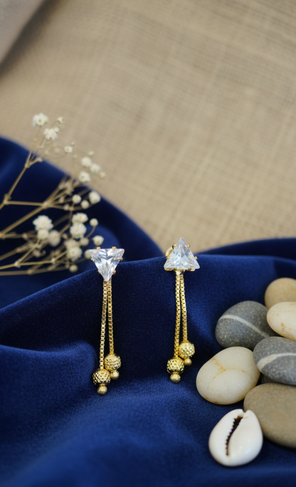 Dazzling Cubic Zirconia Gold Drop Earrings