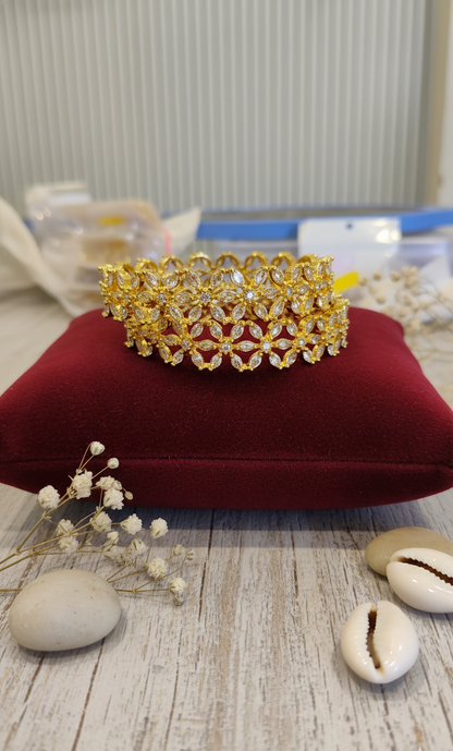 "Petal Cascade" Diamond-Cut Bangle Pair