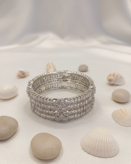 "Glacial Radiance" Baguette & Marquise Bangle Pair