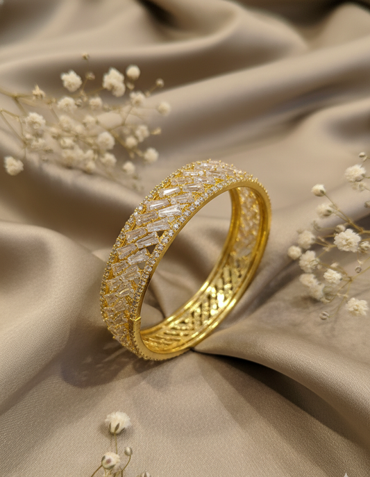 "Majestic Marquise" Diamond-Cut Gold-Plated bangles Pair