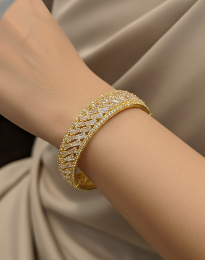 "Majestic Marquise" Diamond-Cut Gold-Plated bangles Pair