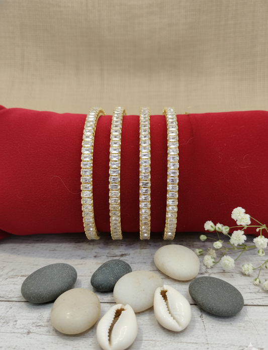 Dazzling Pave-Set Crystal Bangles (Set of 4)