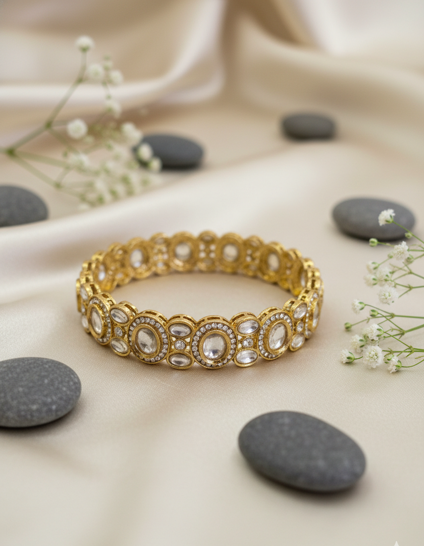 Kundan & Crystal Embellished  Bangles Pair