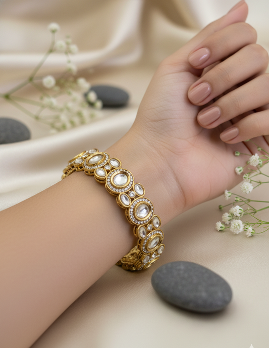 Kundan & Crystal Embellished  Bangles Pair