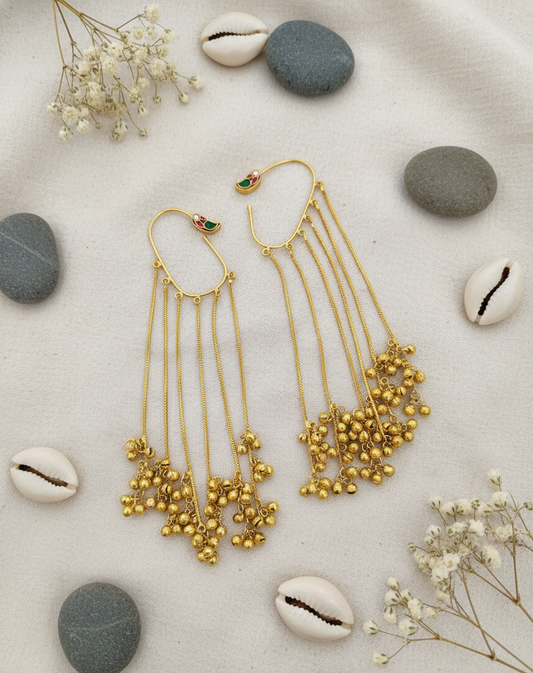 Elegant Gold-Toned Cascading Bell Drop Earrings