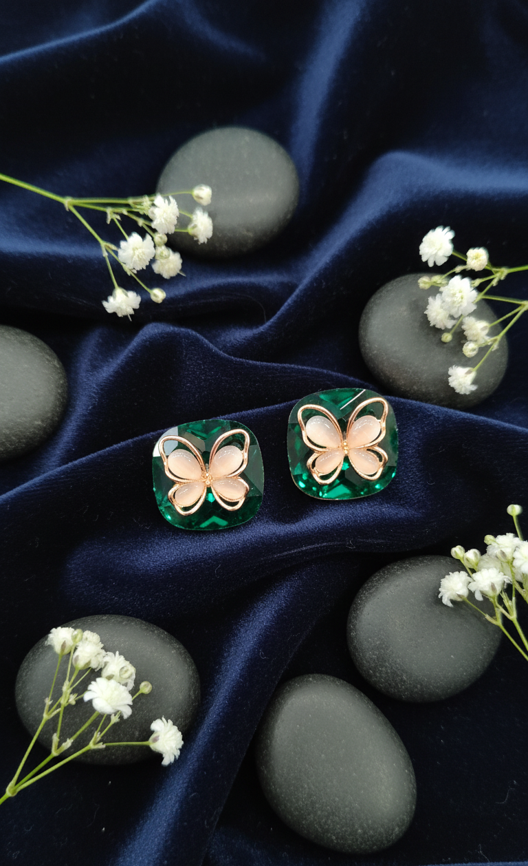 Emerald Butterfly Enchantment Stud