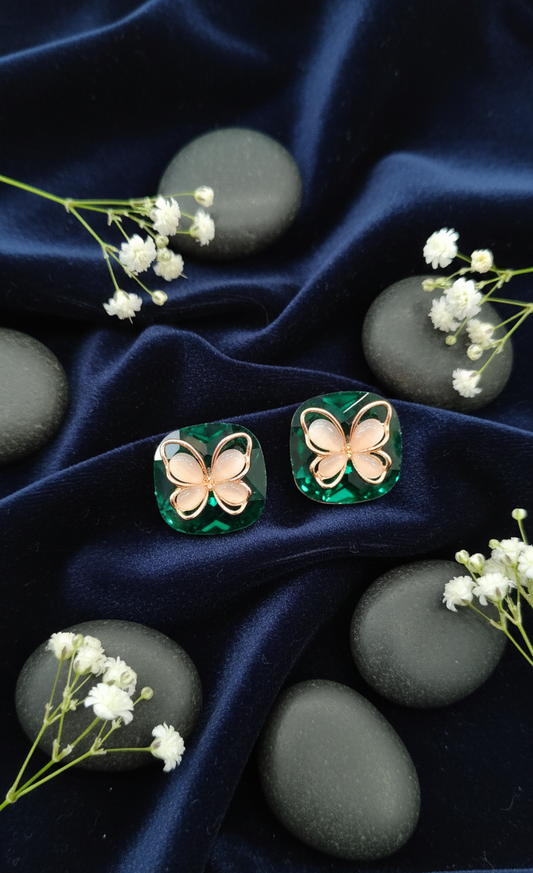 Emerald Butterfly Enchantment Stud