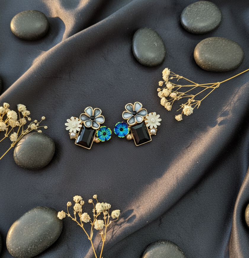 Whimsical Bloom Multicolored Cluster Stud Earrings