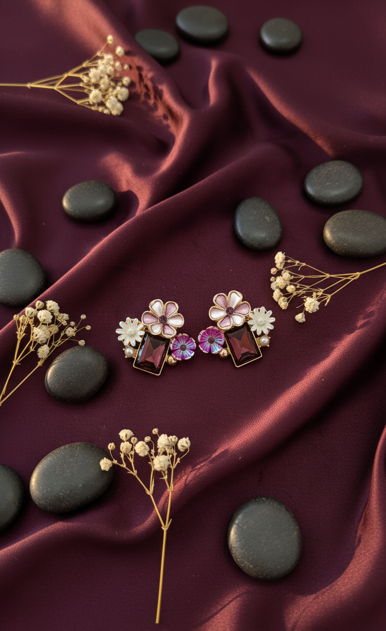 Whimsical Bloom Multicolored Cluster Stud Earrings