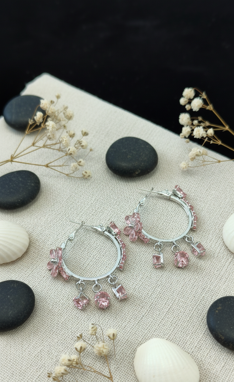 Citrine Dangle Hoop Earrings