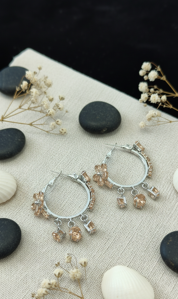 Citrine Dangle Hoop Earrings