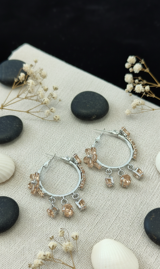 Citrine Dangle Hoop Earrings
