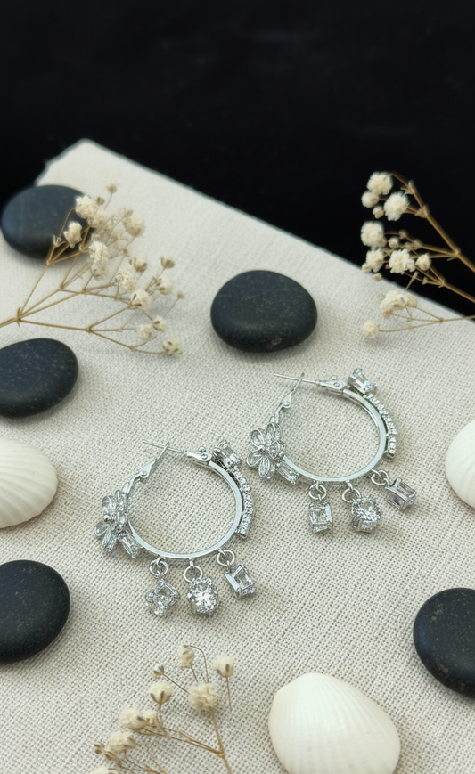 Citrine Dangle Hoop Earrings