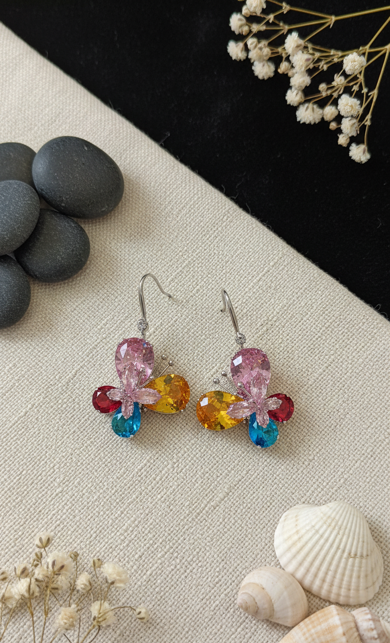 "Blush Butterfly" Rose Quartz Drop Earrings