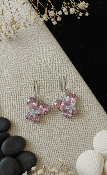 "Blush Butterfly" Rose Quartz Drop Earrings