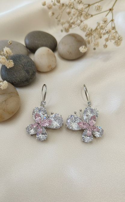 "Blush Butterfly" Rose Quartz Drop Earrings