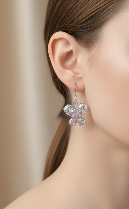 "Blush Butterfly" Rose Quartz Drop Earrings